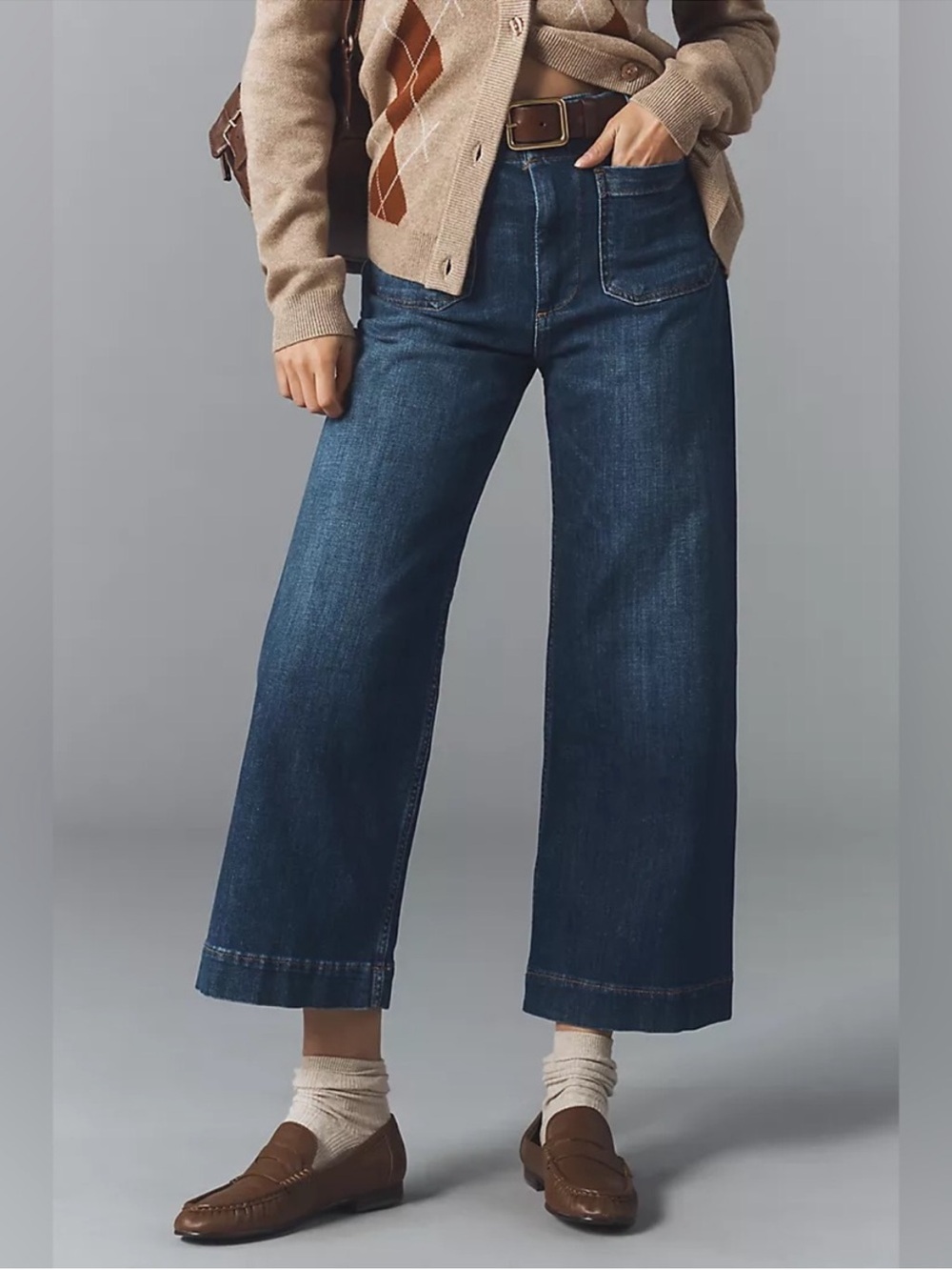 Anthropologie Maeve The Colette Ankle Cropped Wide‎ Leg Jeans Blue 26